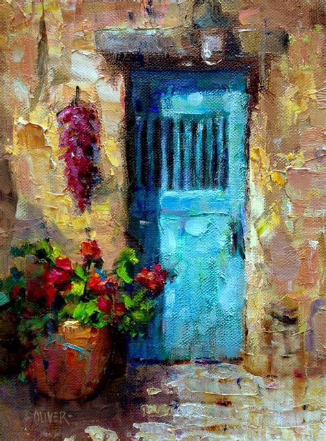Create doors and windows by drawing over walls. blue door with chili peppers | Art Talk - Julie Ford ...