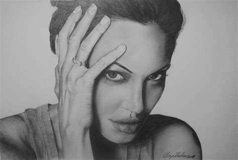 Angelina Jolie Desenho Em Lápis De Grafite Angelina Jolie Pencil