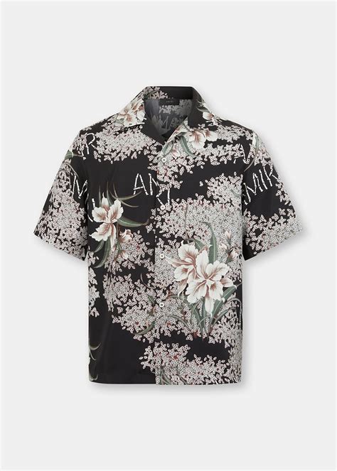 Shop Amiri Black Hibiscus Short Sleeve Shirt Harrolds Australia