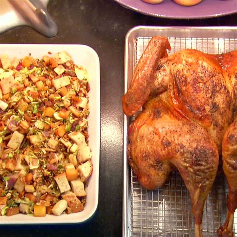 butterflied dry brined roasted turkey with roasted root vegetable panzanella recipe roasted