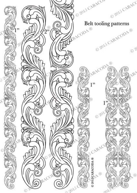 Stencil metal engraving leather carving. Leathercraft tooling pattern Belt A4 001 - Your ...