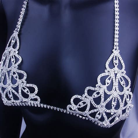 sexy women jewelry underwear rhinestone body chain lingerie bra thong bikini set ebay