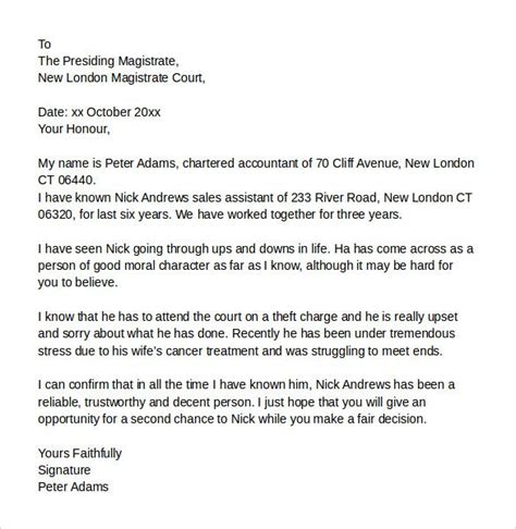 This final recommendation letter example represents a character reference. Sample Character Reference Letter to Judge: | Sample ...