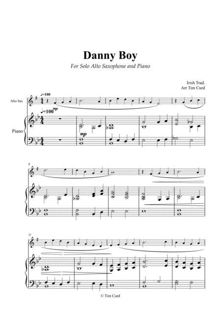 Danny Boy For Solo Alto Saxophone And Piano By Traditional Digital