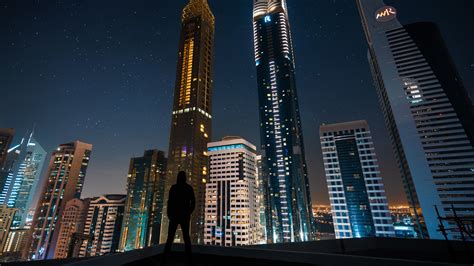 Wallpaper Silhouette Skyscrapers Night City Night Hd Images Of