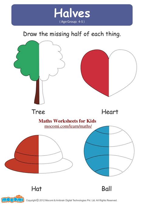 Halves Maths Worksheets For Kids