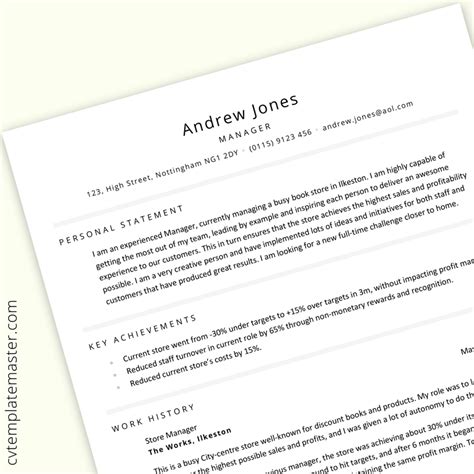 This template was crafted to. Manager CV: free two-page professional CV template in MS ...