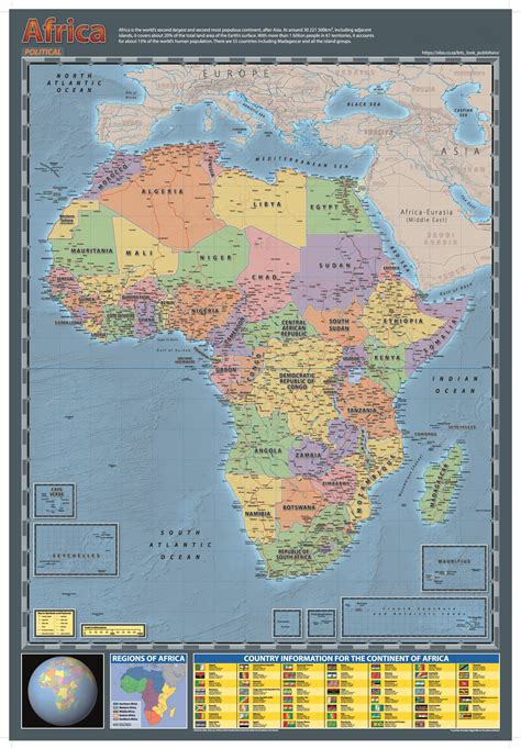 Africa Political Maps Wall Chart Laminated 76cm X 52cm