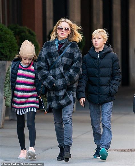 Naomi Watts Bundles Up As She Enjoys Chilly Stroll With Sons In NYC Naomi Watts Checked Coat