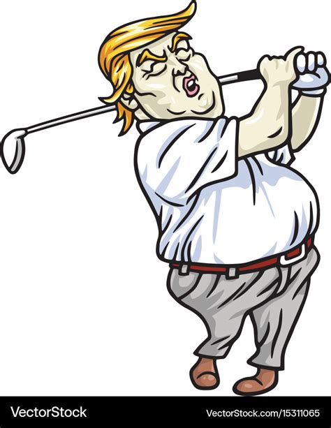 Donald Trump Playing Golf Cartoon Royalty Free Vector Image