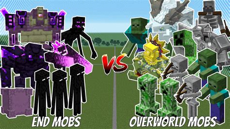 End Mobs Team Vs Overworld Mobs Team Minecraft Mob Battle Youtube