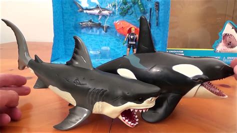 Animal Planet Mega Great White Shark And Orca Killer Whale Set Unboxing