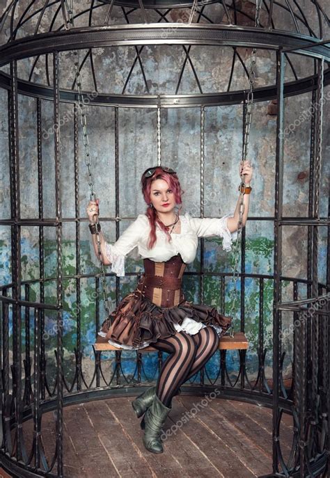 Beautiful Steampunk Woman In The Cage Stock Photo Darkbird