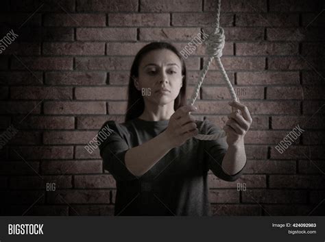 Depressed Woman Rope Image And Photo Free Trial Bigstock
