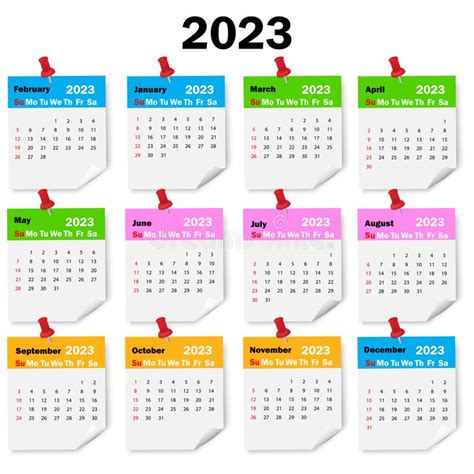 Colorful Calendar 2023 All Months Of 2023 On Pins 2023 Number Design
