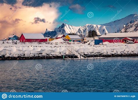 Colorful Building On The Shore Of Small Fishing Village Ramberg