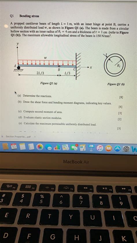 Solved Q1 Bending Stress A Propped Cantilever Beam Of Length Chegg Com