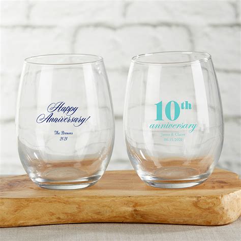 Personalized 15 Oz Stemless Wine Glass Anniversary Famous Favors