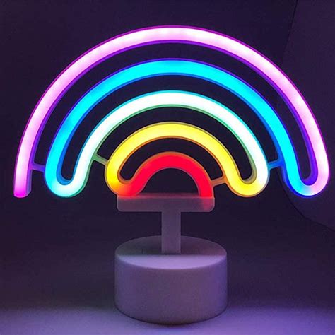 Led Rainbow Shaped Neon Sign Decor Light Battery Operated Rainbow Night