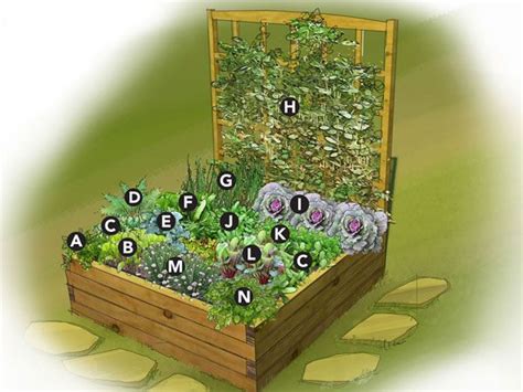 This Small Space Garden Plan Features A 4x4 Raised Bed Jammed With