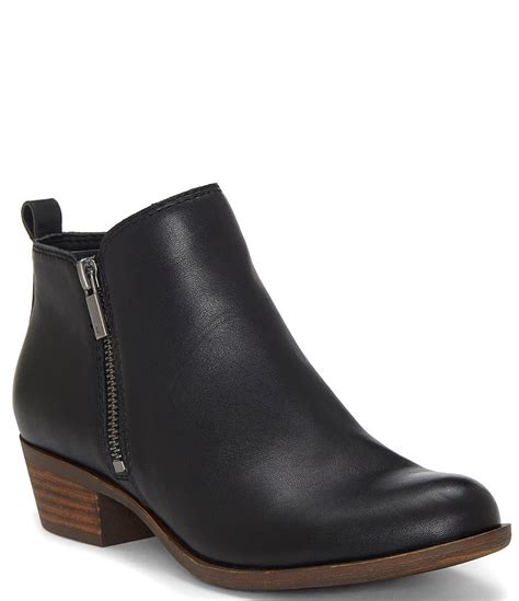 Lucky Brand Basel Smooth Leather Side Zip Block Heel Booties Dillards