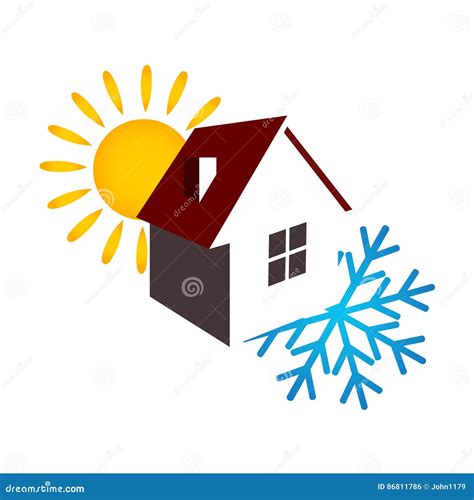 Air Conditioning House Sun And Snowflake Stock Vector Illustration Of