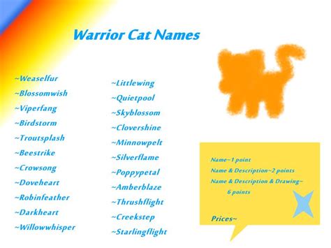 This cat name generator can generate many interesting cat names. Warrior Cat Names OPEN ('adoptables') by Kitty-Luvs-Art on ...