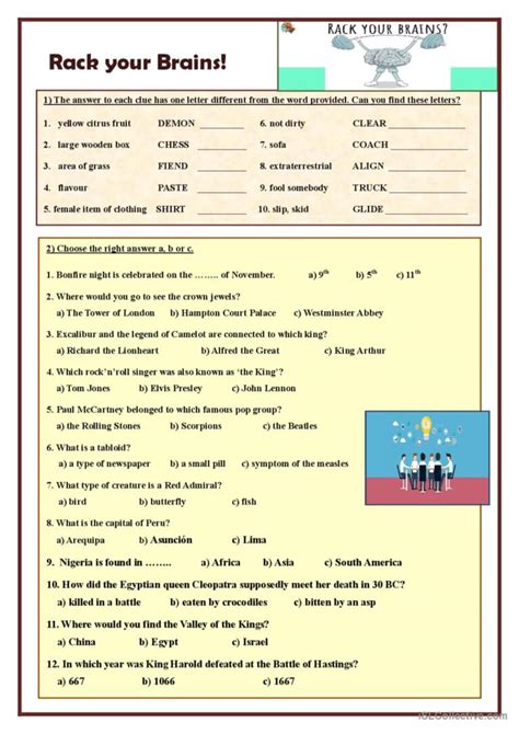 Rack Your Brains English Esl Worksheets Pdf And Doc
