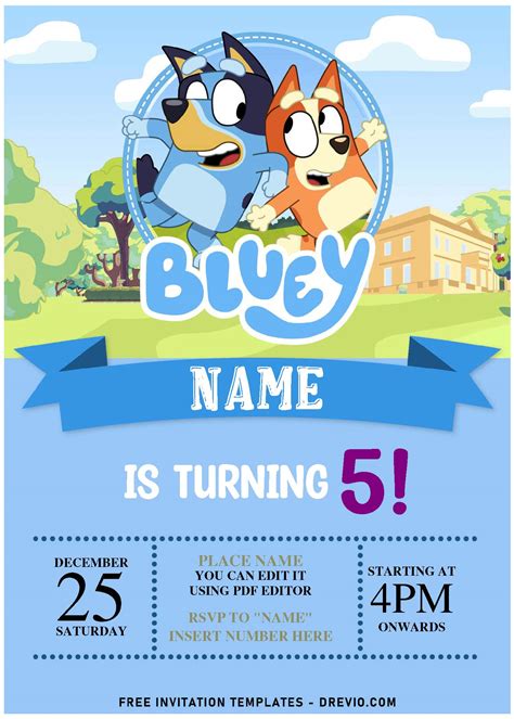 Bluey Party Invitation Template Free