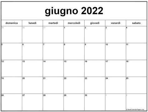 Giugno 2022 Calendario Gratis Italiano Calendario Giugno