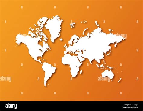 Detailed World Map Isolated On Orange Background Stock Photo Alamy