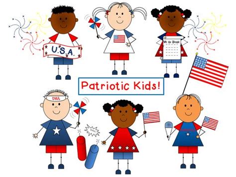 Patriotic Kids Clip Art By Busy Bee Lors