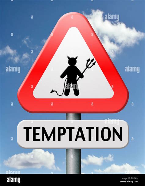 Resisting Temptation Resist Tempting From Devil Lose Bad Habits By Self Control Road Sign With