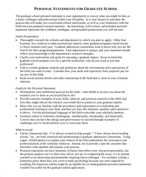 Free 8 Sample Personal Statement For Graduate School In Ms Word Pdf