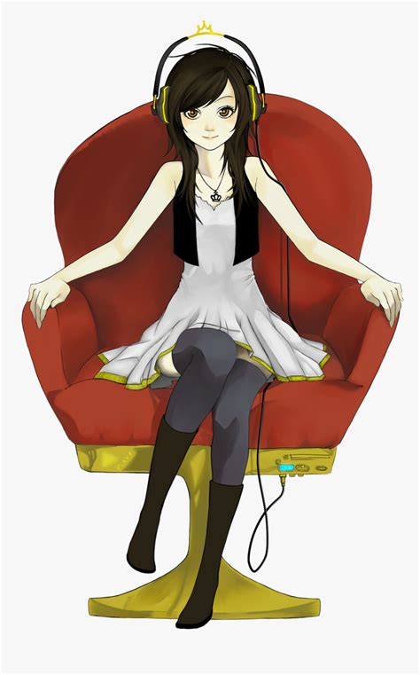 Music Anime Girl Cartoon Girl Sitting In A Chair Hd Png Download