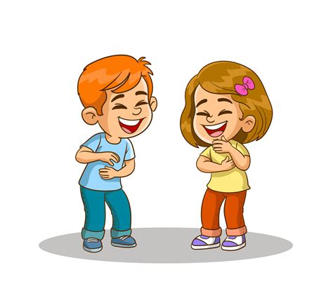 Children laugh at the fun. Funny cartoon character. Vector illustration