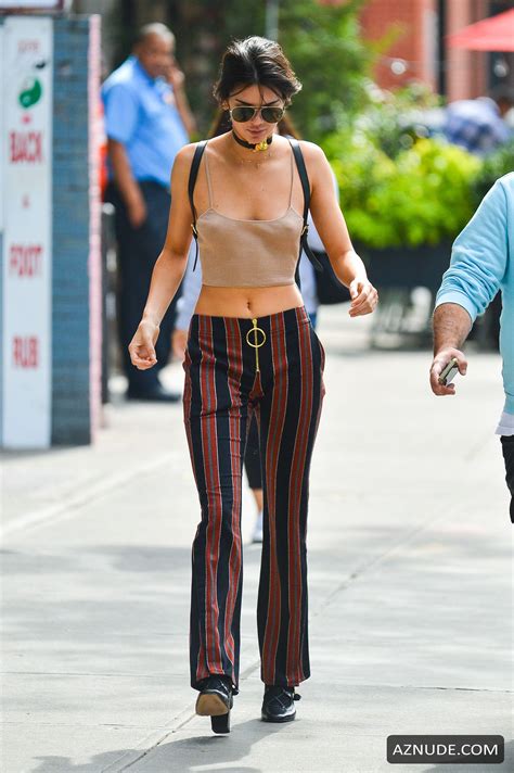 Kendall Jenner Braless In Tiny Top In New York City Aznude