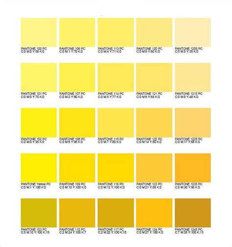 Image Result For Pantone Colour Swatches Yellow Pms Color Chart