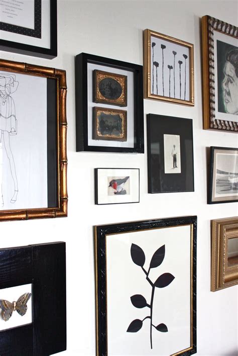 Gallery Wall with black and gold frames....................................... This is the way I ...