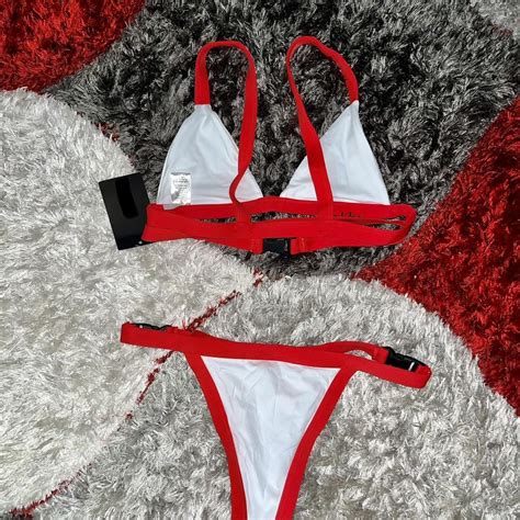 Fashion Nova Womens White And Red Bikinis And Tankini Sets Depop
