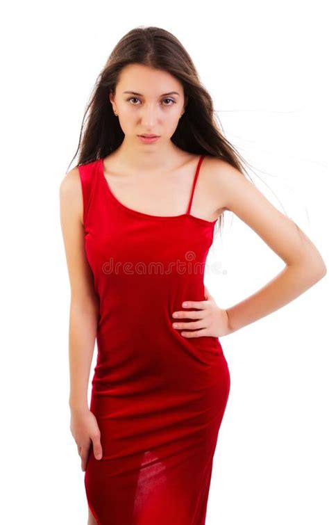 Sexy Junge Frau Im Roten Kleid Stockbild Bild Von Jung Zauber