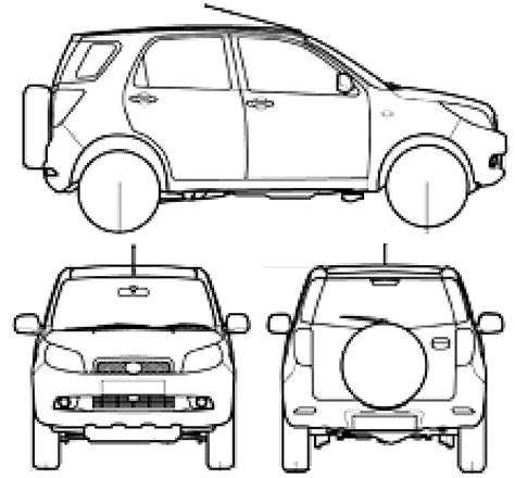 Daihatsu Terios Suv Blueprints Free Outlines