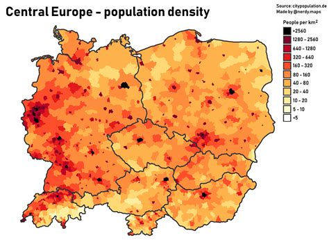 OC Population Density In Central Europe R MapPorn