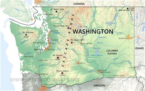 Physical Map Of Washington