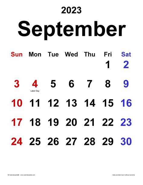 September 2023 Calendar Sheet Calendar 2023