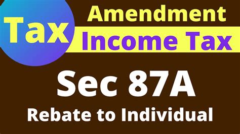 Income Tax Sec 87a Amendment Rebate Youtube