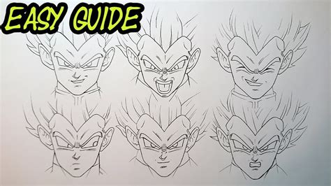 How To Draw Vegeta Facial Expressions Dragonball Art Youtube