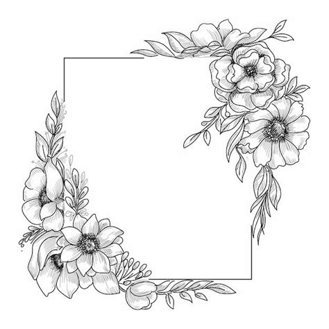 Free Vector Beautiful Wedding Floral Frame Sketch Floral Design