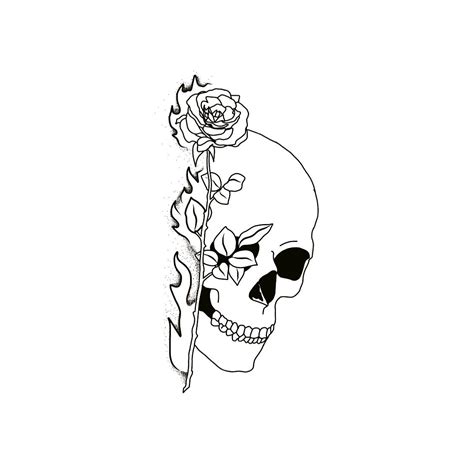 Amazing Tattoo Flash Design By Bobstattoos Skull And Rose Simple