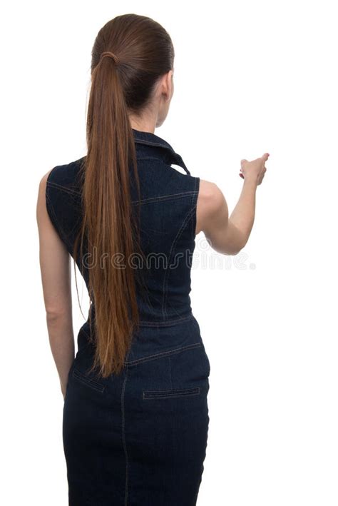 Back View Of Business Woman In Dress With Hand U Stock Photo Image Of